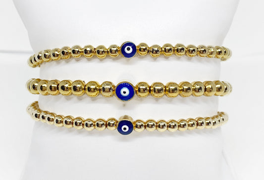 Turkish Evil Eye Gold Plated or Gold Filled Beaded Bracelet