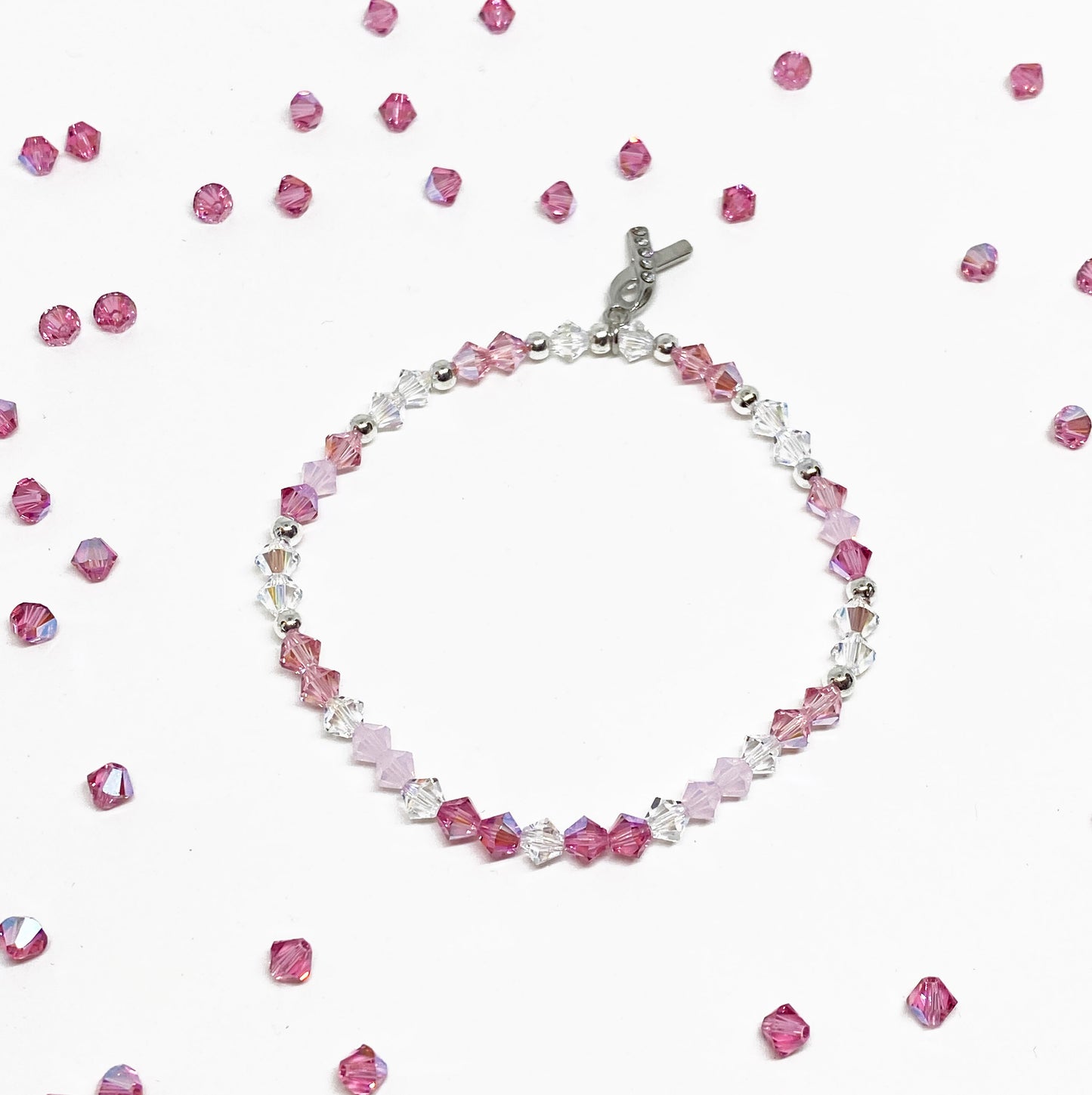 Swarovski Crystal Limited Edition Charity Beaded Bracelet Pretty in Pink, supporting Breast Cancer Awareness