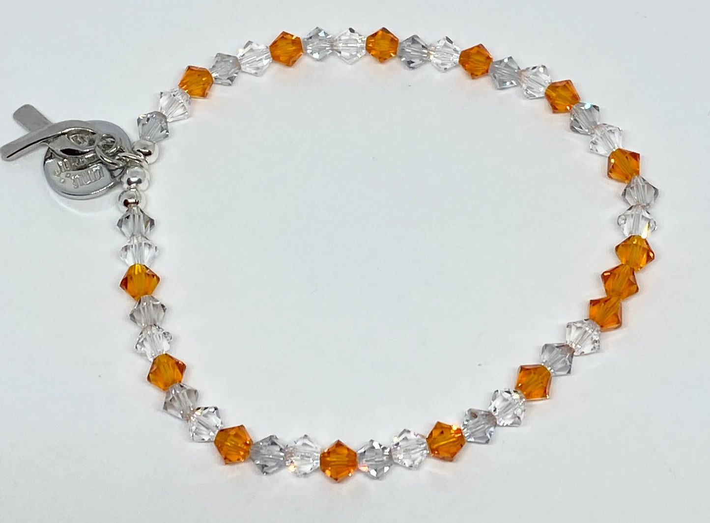 Swarovski Crystal Limited Edition Charity Beaded Bracelet in Tangerine for Multiple Sclerosis Awareness Month