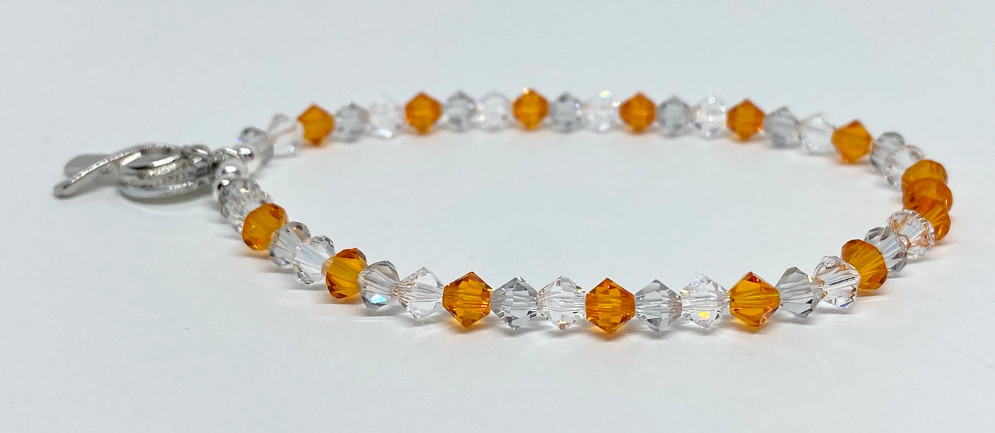 Swarovski Crystal Limited Edition Charity Beaded Bracelet in Tangerine for Multiple Sclerosis Awareness Month