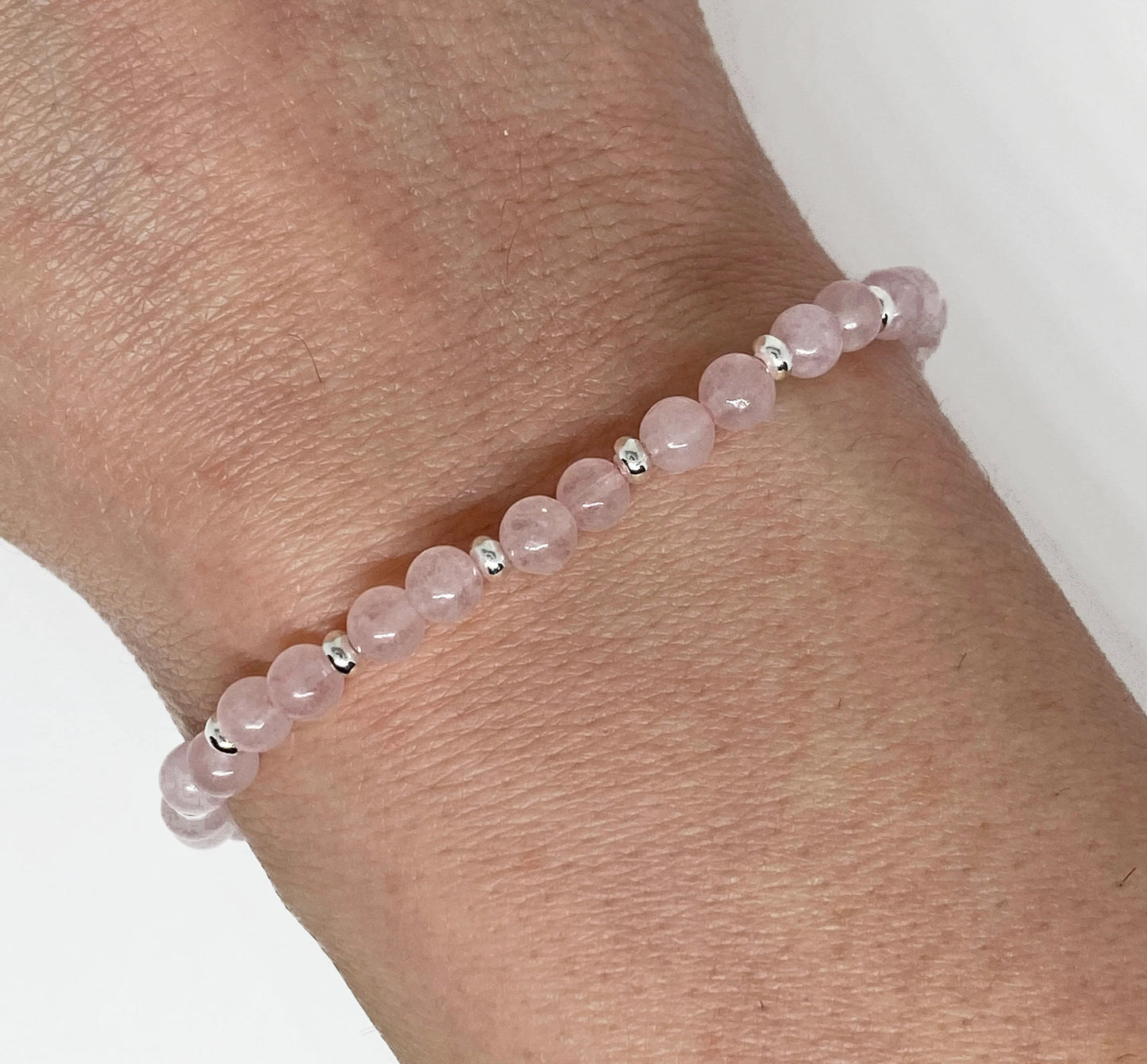 Rose Quartz Bracelet with Silver Accents