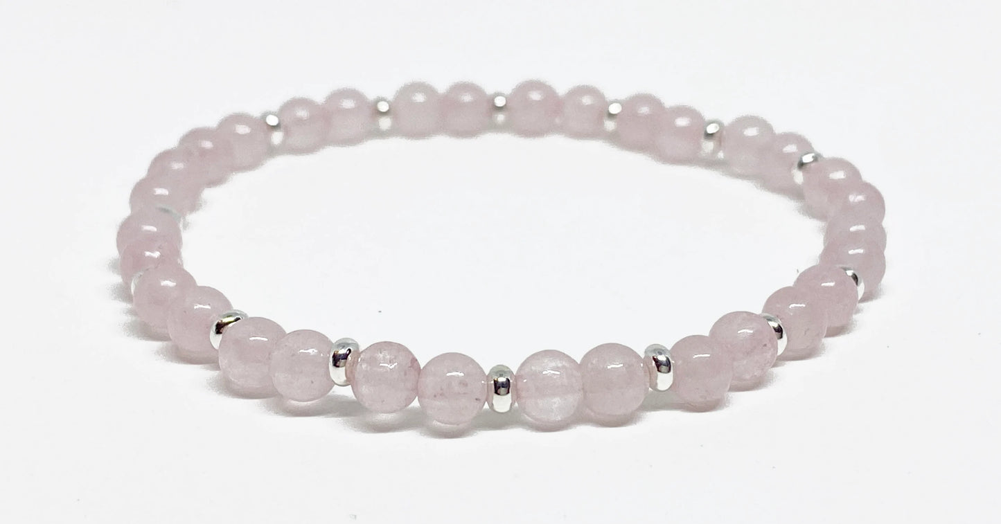 Rose Quartz Bracelet with Silver Accents