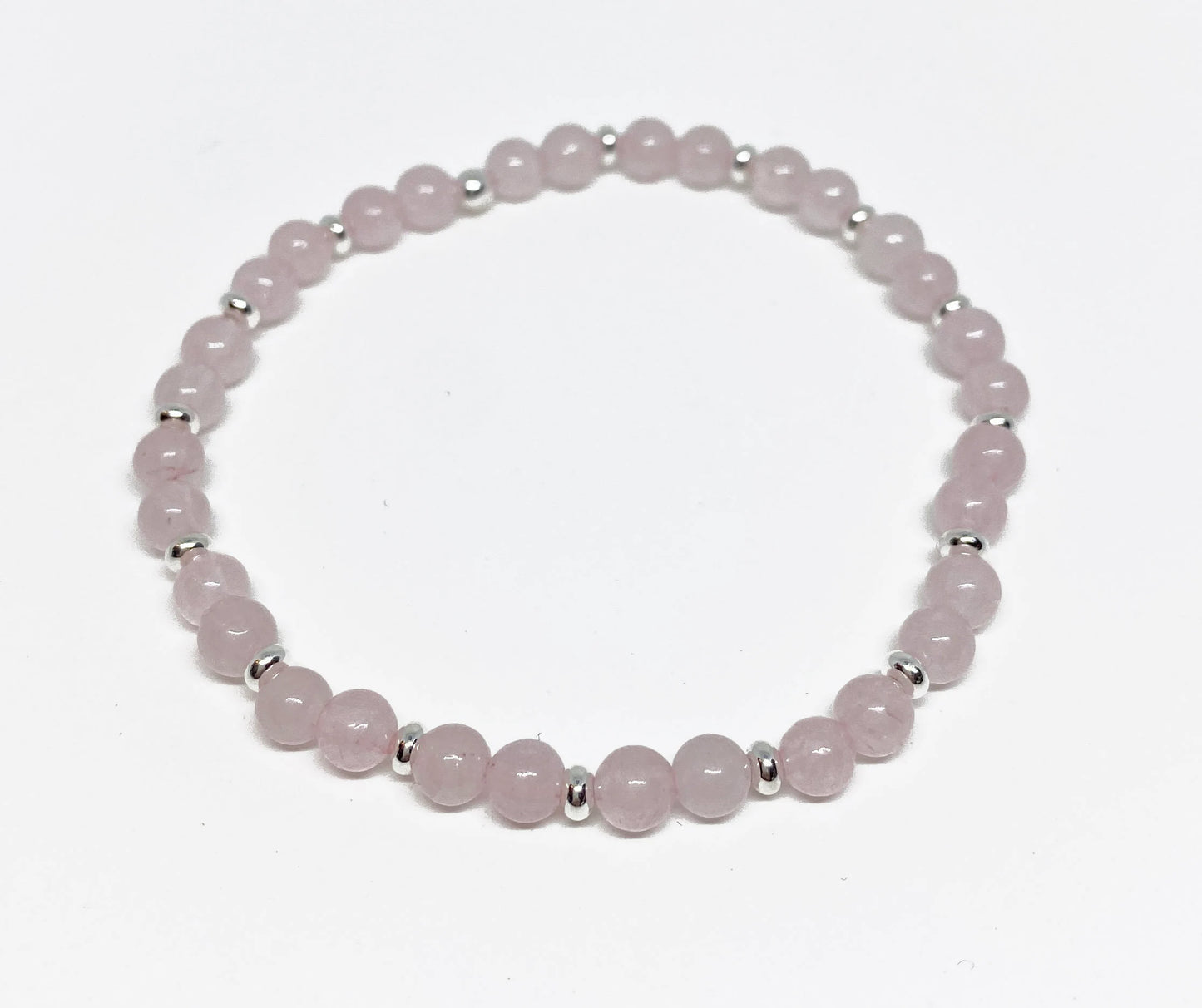 Rose Quartz Bracelet with Silver Accents